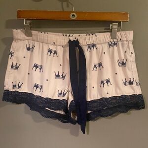 Aerie American Eagle Women's Pink and Navy Crown Pajama Shorts Size Small NWOT